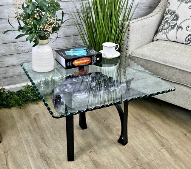 Extra Plus Geode Coffe Table w/Metal Frame Table and Druzy big Cluster, 25kg ( 45cm høyde )
