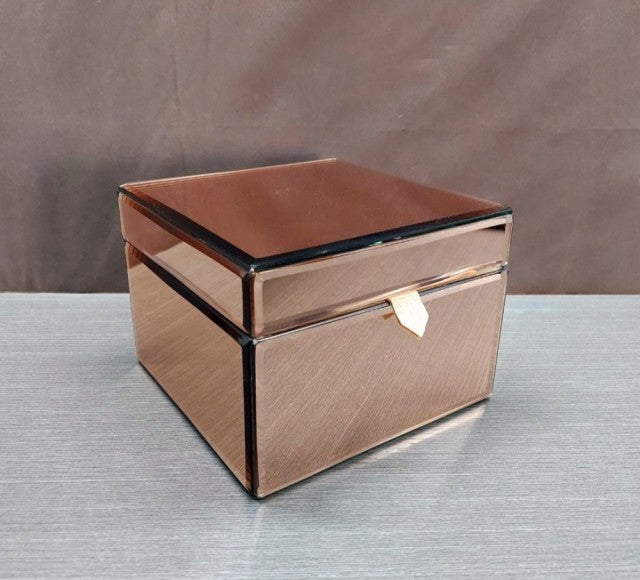 Exclusiv og stor Jewelry Box i Rose Gold fasettslipt glass ( Todelt 17.5x12.5cm )