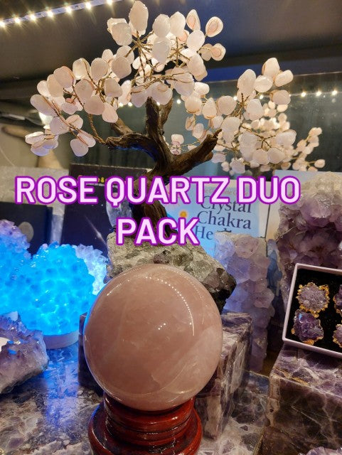 EXCLUSIVE ROSE QUARTZ 4KG PACK ( Brazilian Crystal Tree + Sphere )