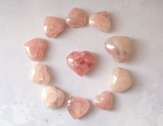 Aura Engle Rosenkvarts Hjerter fra Brasil, A Kvalitet , Large , 60mm
