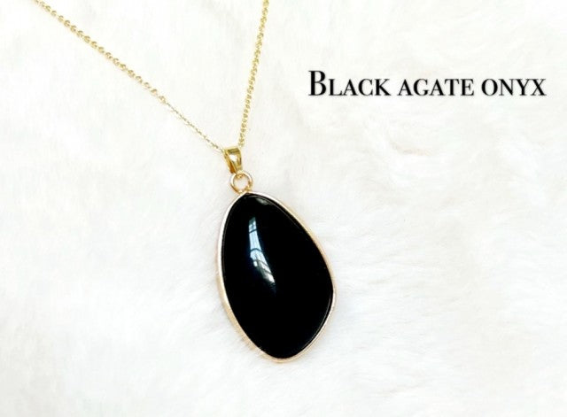 Nye, vakre sort Obsidian Designkjeder, Gold Electroplated - 30x20mm Tear Drop Design