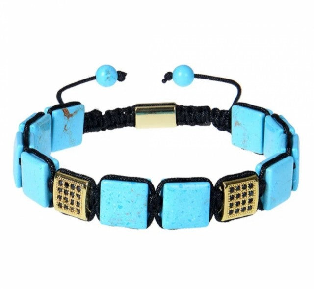 Chambhala Flatstone ArmbÅnd , Turquize - Justerbare - Syntetic