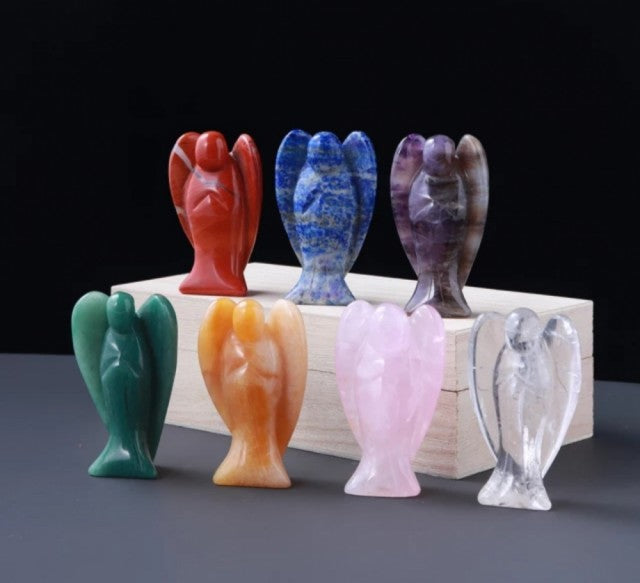 Nytt 7 Chakra Angel Set, 5cm i Treboks..