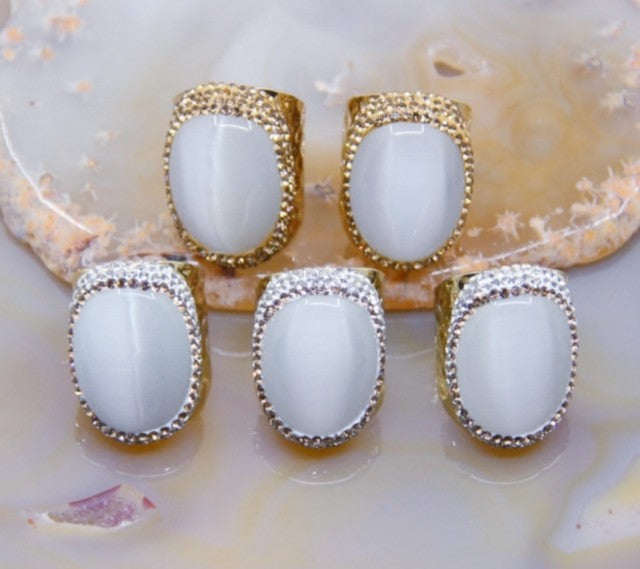 Nye Selenitt Ringer Gold Electroplated, justerbar