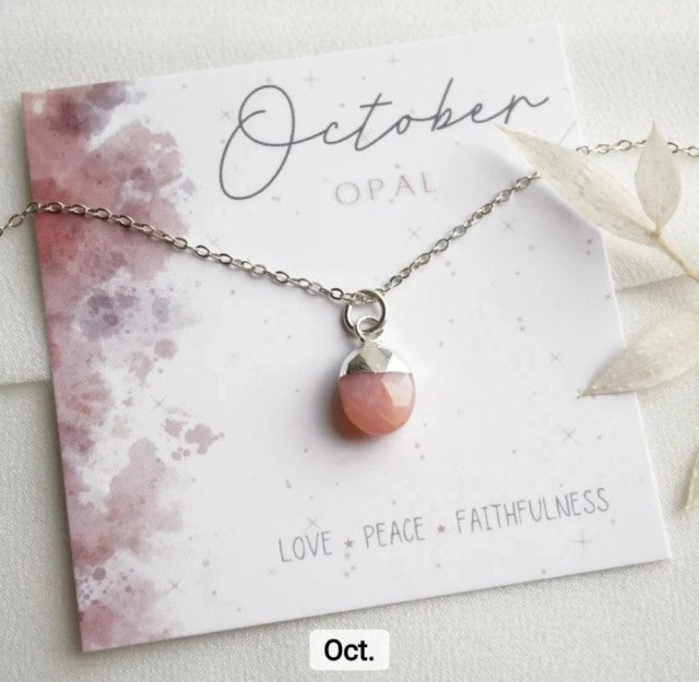 Nytt OVAL Birthstone Designkjede, Gold Electroplated, October - Rose Quartz, 8x14mm