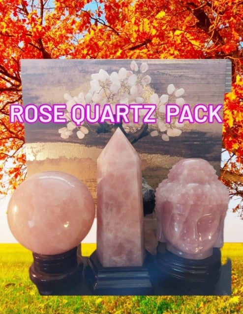 EXCLUSIVE ROSE QUARTZ 10KG PACK ( Tree, Sphere, Tower, Buddha Head )