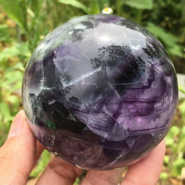 Fluoritt Regnbue Krystallkule , ca. 65mm - 70mm