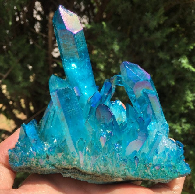 Aqua Aura Kvarts Cluster 107x111x67mm, 411 Gram