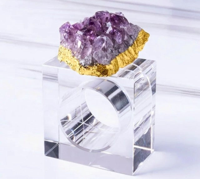 Serviettholder med Ametyst rÅkrystall , 4 pack