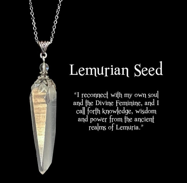Nye, hÅndlagede Raw Lemurian Seed Anheng m/kjede , Silverplated