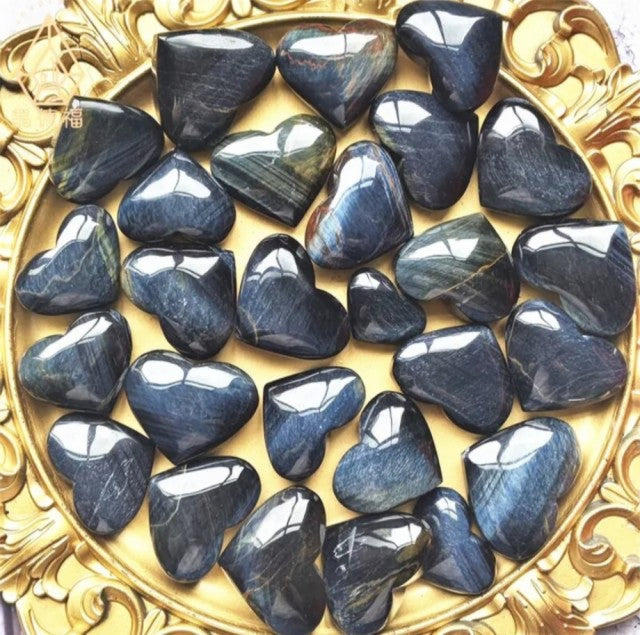Supervakre, medium ( 60mm ) BLUE TIGEREYE Hearts
