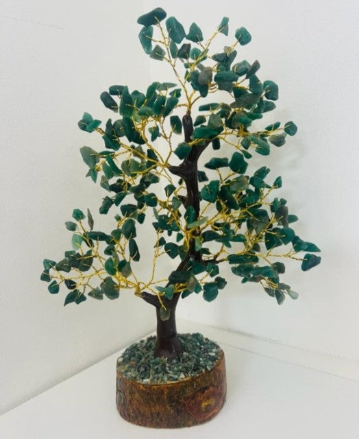 NYHET ! STORE FENG SHUI KRYSTALL LYKKETRE ... Grønn Aventurin 25 - 30CM, 500 Chips Krystaller