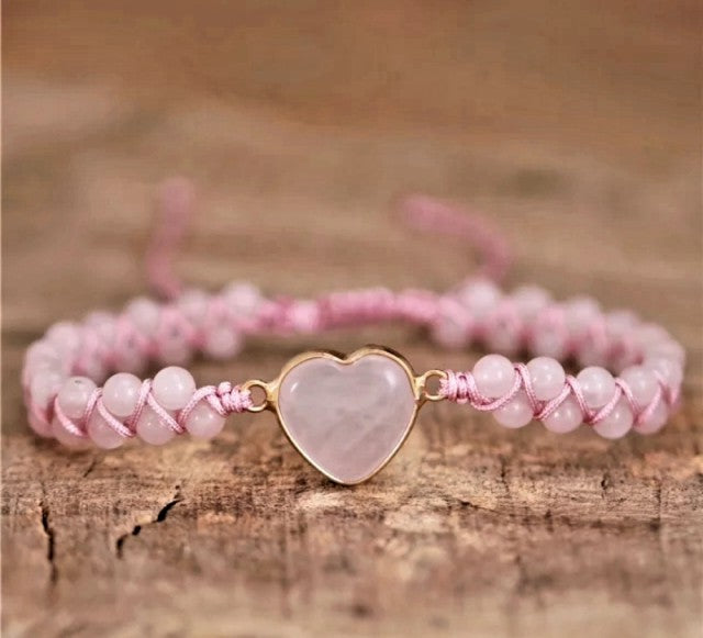 Merkaba 2 rader armbÅnd m/ Rosenkvarts Hjertesten
