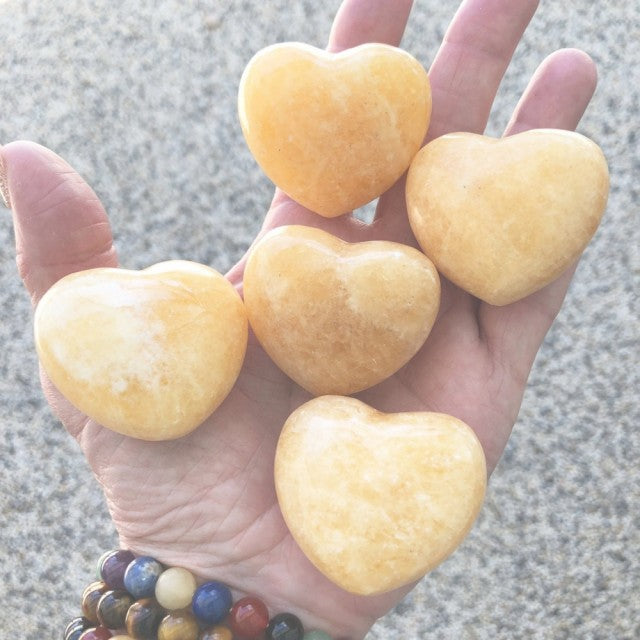 Mere Energi - Gul Calcit Hjertesten 50x45mm