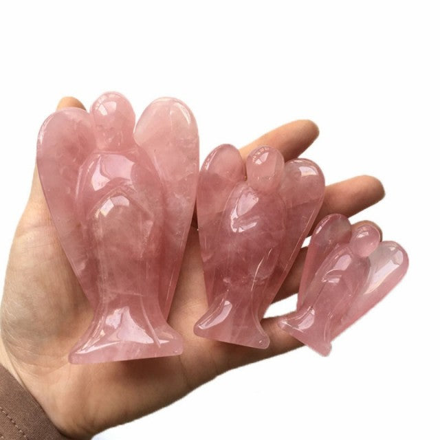 3 Pack Engler i Rosenkvarts ( 5, 7,5 og 10cm )