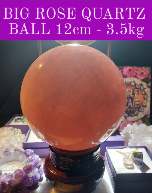 SUPERDEAL / BIG ROSE QUARTZ SPHERE BALL ca. 120mm - 3.5kg