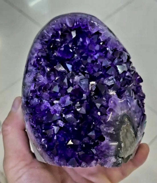 XL Deep Purple Uruguayan Amethyst Cluster Geode A+ Quality with Stalactite Rosette , 3.1kg