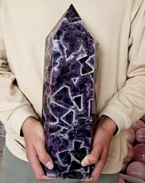 XXL Amethyst Chevron ( Drømmeametyst ) i AA Kvalitet + ca. 5kg - 35 - 40cm