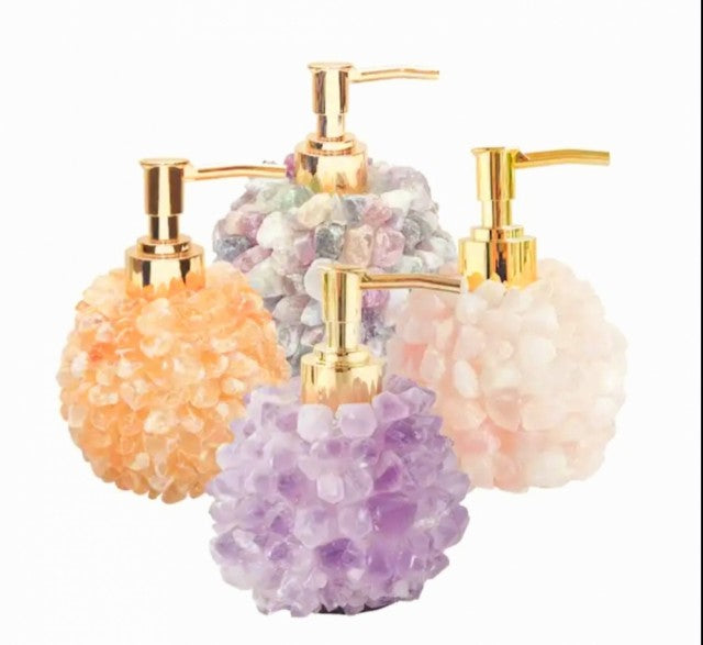 HÅndlaget SÅpedispenser i Gul - Citrine Quartz, ca 13x10cm