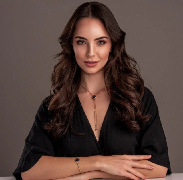 New 2025 Brazil Gem Round Natural Rose Quartz Gemstones 18K Gold Plated Lariat Necklace