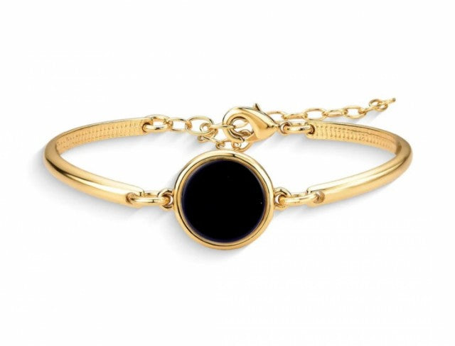 New 2025 Brazil Gem Round Sort AGATE 18K Gold Plated Bangle & Chain Bracelet w/ Natural Gemstones