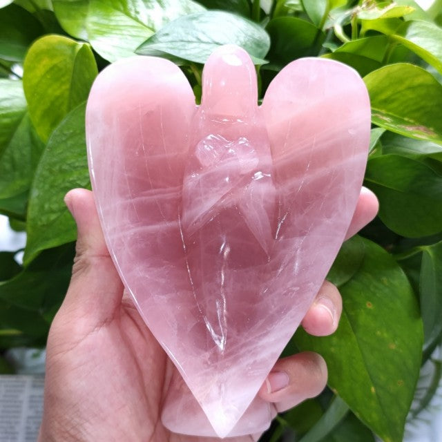 Ekstra stor "Hjerteengel" i Rosenkvarts , ca 16x12cm