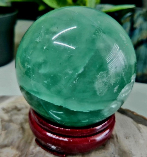 Vakker Grønn Fluorite Sphere krystallkule Large , ca. 60 - 70mm...