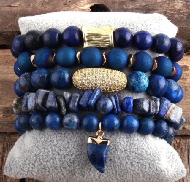 Nye, fleksible 5 rader armbÅnd med druzy Agat sten, Design 3 ( 6 modeller )