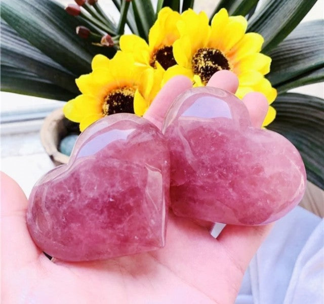 Vakre, store XL Strawberry Quartz Hjertesten , 55 - 60mm