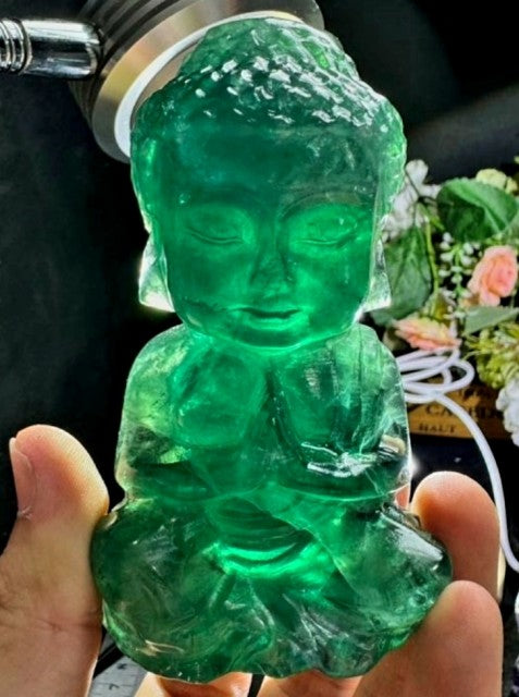 Blessing Buddha Green Fluorite , 10cm