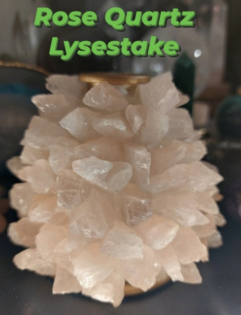 Kampanje / Rose Quartz Rosett Flower ca. 8x10cm Lysestake