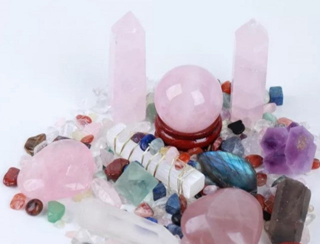 New Chakra - Meditation Crystal Set / Rosenkvarts