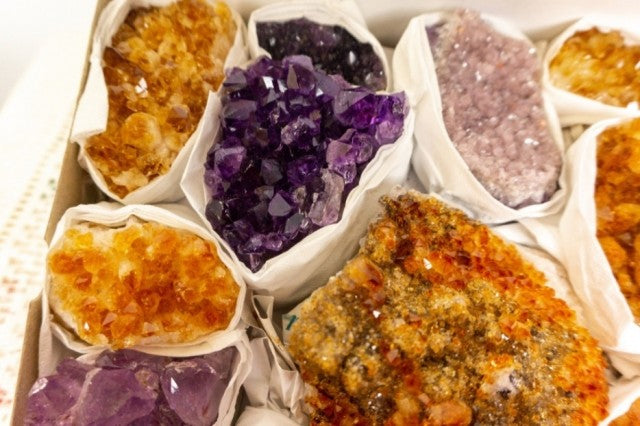 Super Exclusiv Extra AAA Quality Brazilian Ametyst og Citrin Raw Flat Cluster box set.. ca. 4.1KG