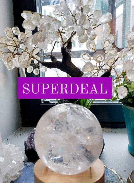 Crystal Exclusive Pack /Brazilian Bonsai Clear Quartz Crystal Tree + Clear Quartz Sphere Ball 95mm - 1.2kg, High Quality
