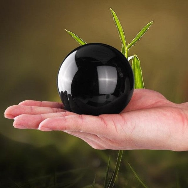 Jordende og beskyttende Sort Obsidian 50 - 55mm Sphere Krystallkule...Medium
