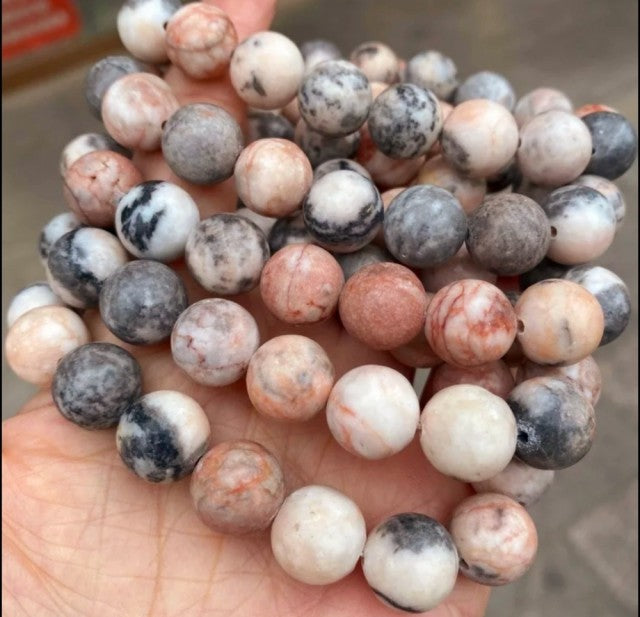 Enkelt og fleksibelt steinarmbÅnd, Pink Zebra