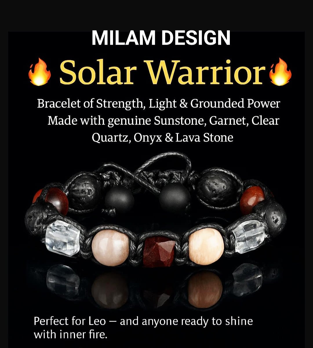 New 2025 Design / Trendy og Exclusivt Shambhala Armbånd, Zodiac Bracelet – Sunstone, Garnet, Lava, Bull’s Eye, Clear quartz for Leo or Any Sign Seeking Strength Clarity - unisex , Justerbar