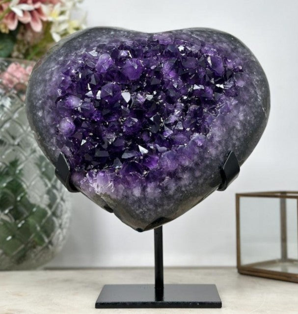 A Grade Natural Amethyst Stone heart, Large Crystal Heart, Unique Piece, HST0224, 4.6kg - 23x20.5cm