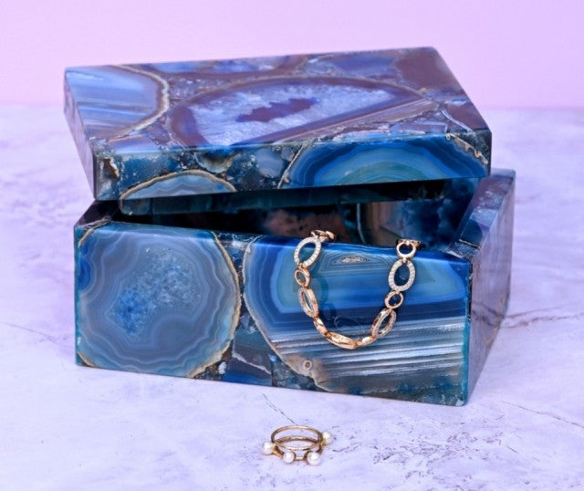 African Agat Quartz Jewelry Box , 15x10x7.5cm