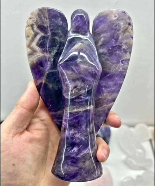 Ekstra stor og vakker XL Ametyst Chevron Engel , ca 18cm