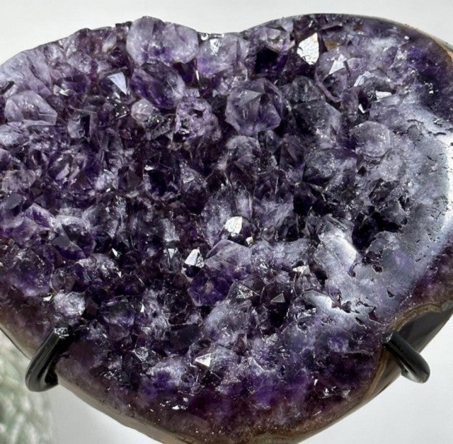 Uruguay Amethyst & Blue Agate Stone Heart, Unique Piece, 650gram - 14x12.5cm, HST0205