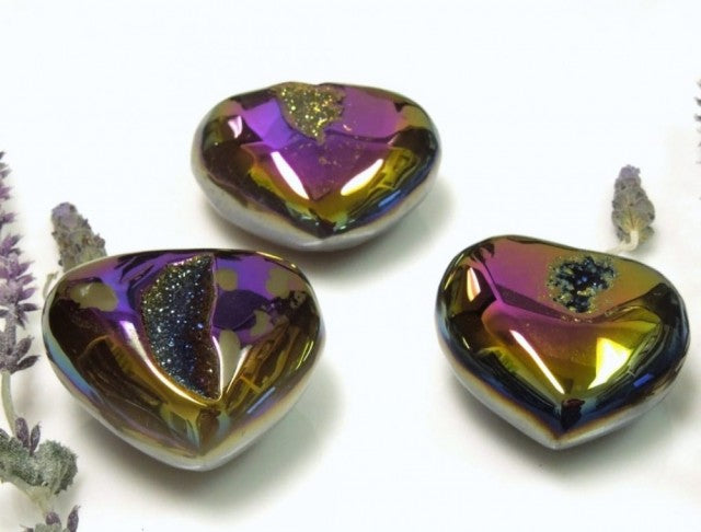 Store ( 55-60mm) Regnbue Titan Druzy Hjerter fra Brasil