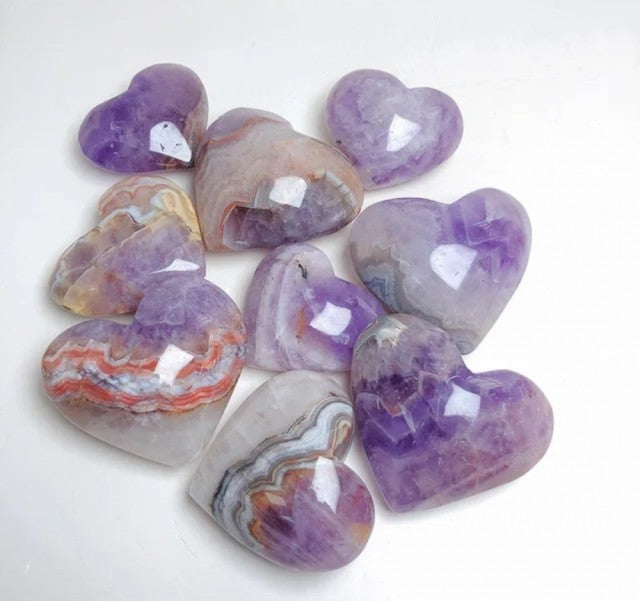Supervakre Amethyst & Agate Hearts 50 - 60mm