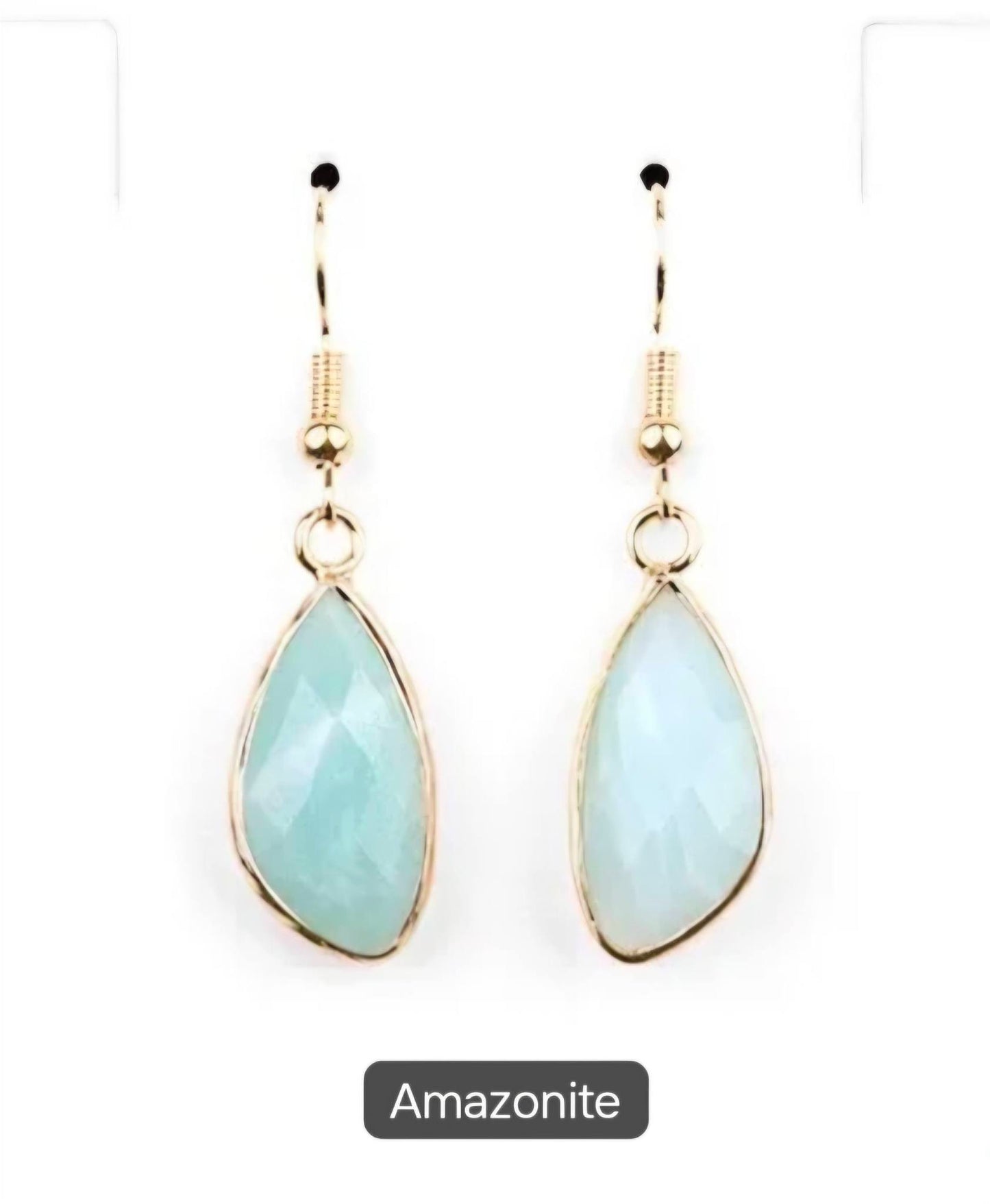 Nye MICCI DESIGN natural Amazonite Øredobber, 40mm Gold Electroplated