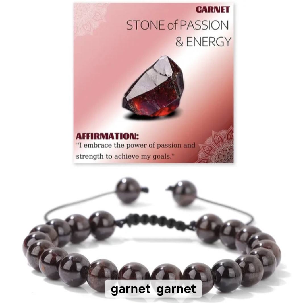 Nye Chambhala 2 rader 8mm GARNET STONE armbånd, justerbare
