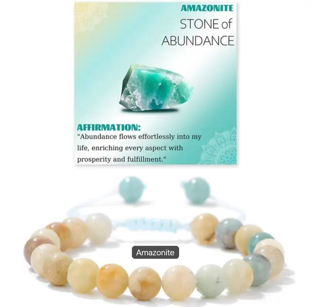Nye Chambhala 2 rader 8mm Amazonite Stone armbånd, justerbare