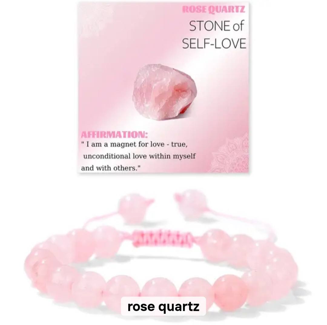 Nye Chambhala 2 rader 8mm Rose Quartz armbånd, justerbare