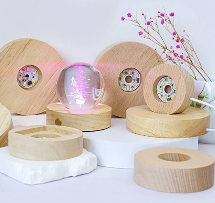 Trebaser med farget Vario Ledlys til Tårn, Spheres, Decor , Large 10cm m/usb