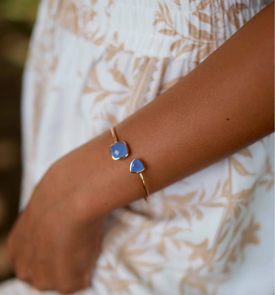 CILA Design Armbånd w/ , Blue Chalsedony , 18K Gold Electroplated