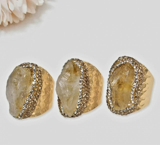 Superflott Citrine Ring , Gold Electroplated, justerbar